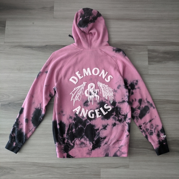 angel and devil hoodie pink and black